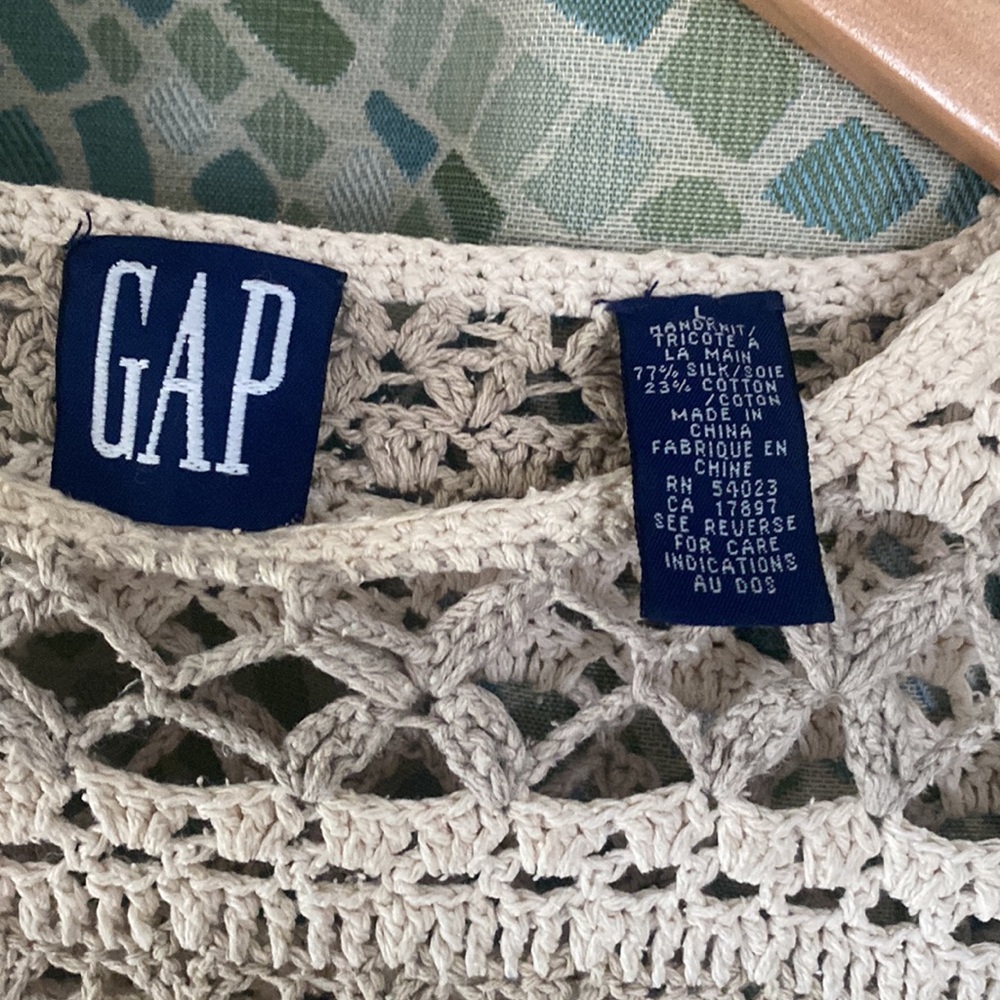 GAP silk and cotton crochet sweater L - Picture 2 of 5